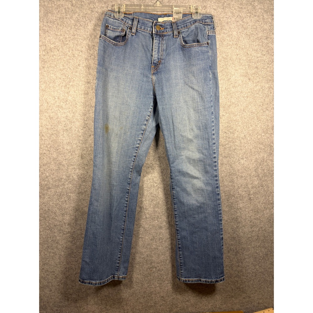 Levis 505 Straight Leg Jeans Womens 10S Medium Wash Stretch Denim Blue Pants
